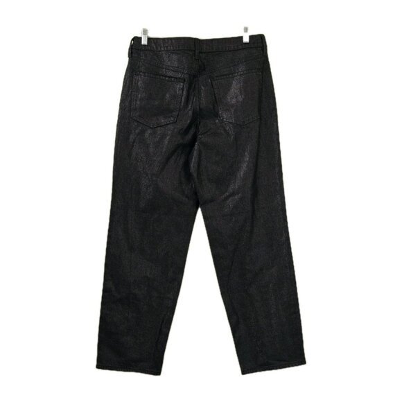 Old Navy Pants Womens 12 Black Metallic Shimmer High Rise OG Loose Whimsigoth - Picture 2 of 16